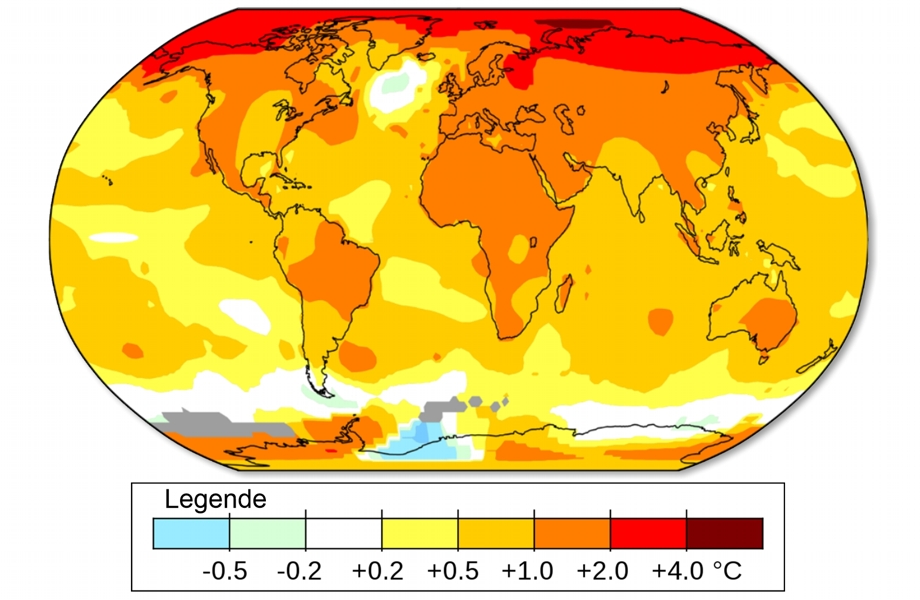 Temperaturänderungen ∅ 2011 - 2020 gegenüber ∅ 1951 - 1980 in C